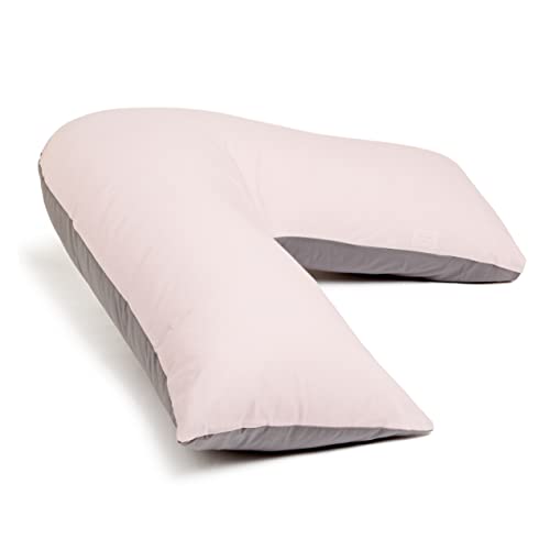 Large V Pillow with 2 Tone Pillowcase Extra Filled Cushioning Support for Head Neck  Back  Non Allergenic V Pillow with 2 Tone PINKGREY Cover