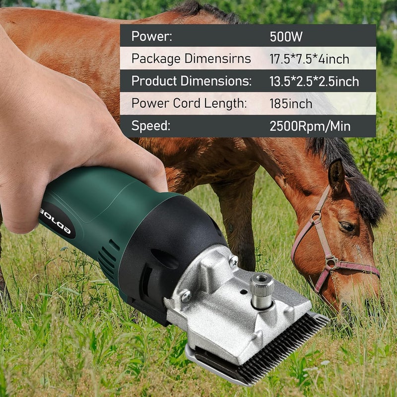 GDJOB Horses Clippers,500w Professional Horse Grooming Kit, Pet Farm Supplies for Shaving Fur Wool in Horse, Cattle, Dog, Farm Livestock Pet Grooming - Image 4