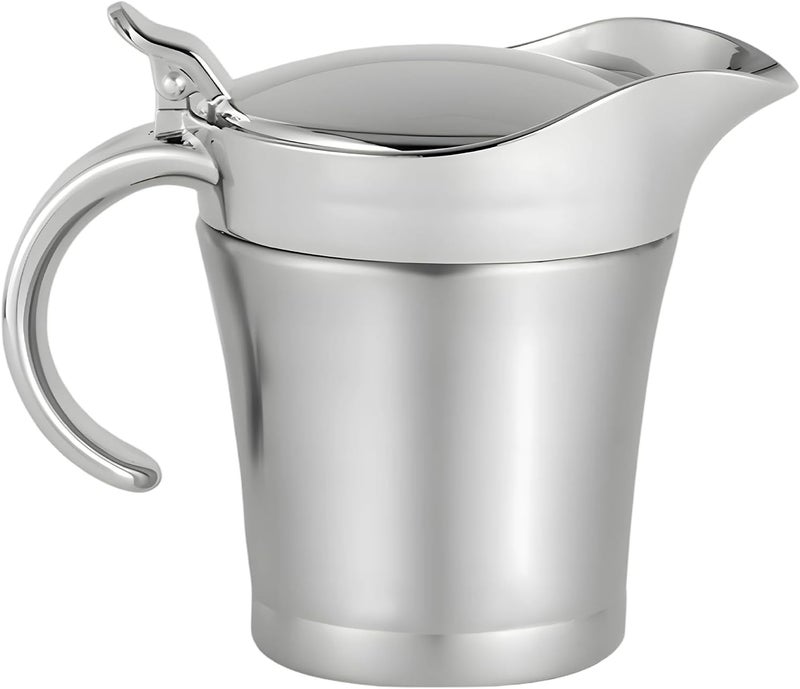Gravy Boat Stainless Steel 15.2 Fl Oz / 450 Ml, Silver Sauce Pot with Pp Lid, Double Walled Insulated Gravy Server, Kitchen Cruet - Image 1