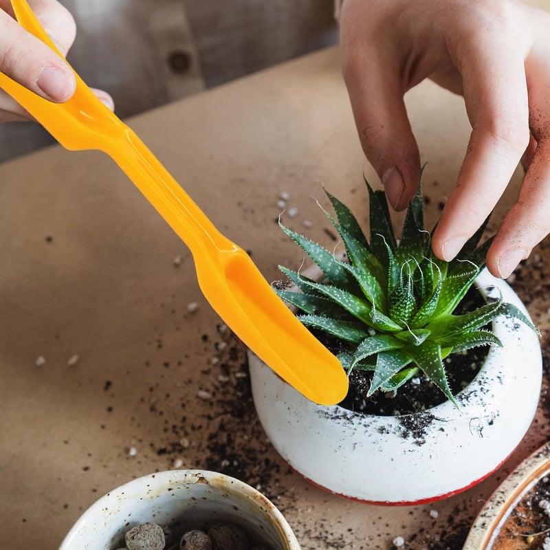 مجموعة أدوات زراعة اليد الصغيرة لنقل العصارة مكونة من 6 قطع، أدوات غرس الشتلات البلاستيكية وأدوات الحفر للبستنة الداخلية، العناية بالنباتات المنزلية، إ��ادة الزراعة، صيانة الحديقة (أصفر) - Image 5