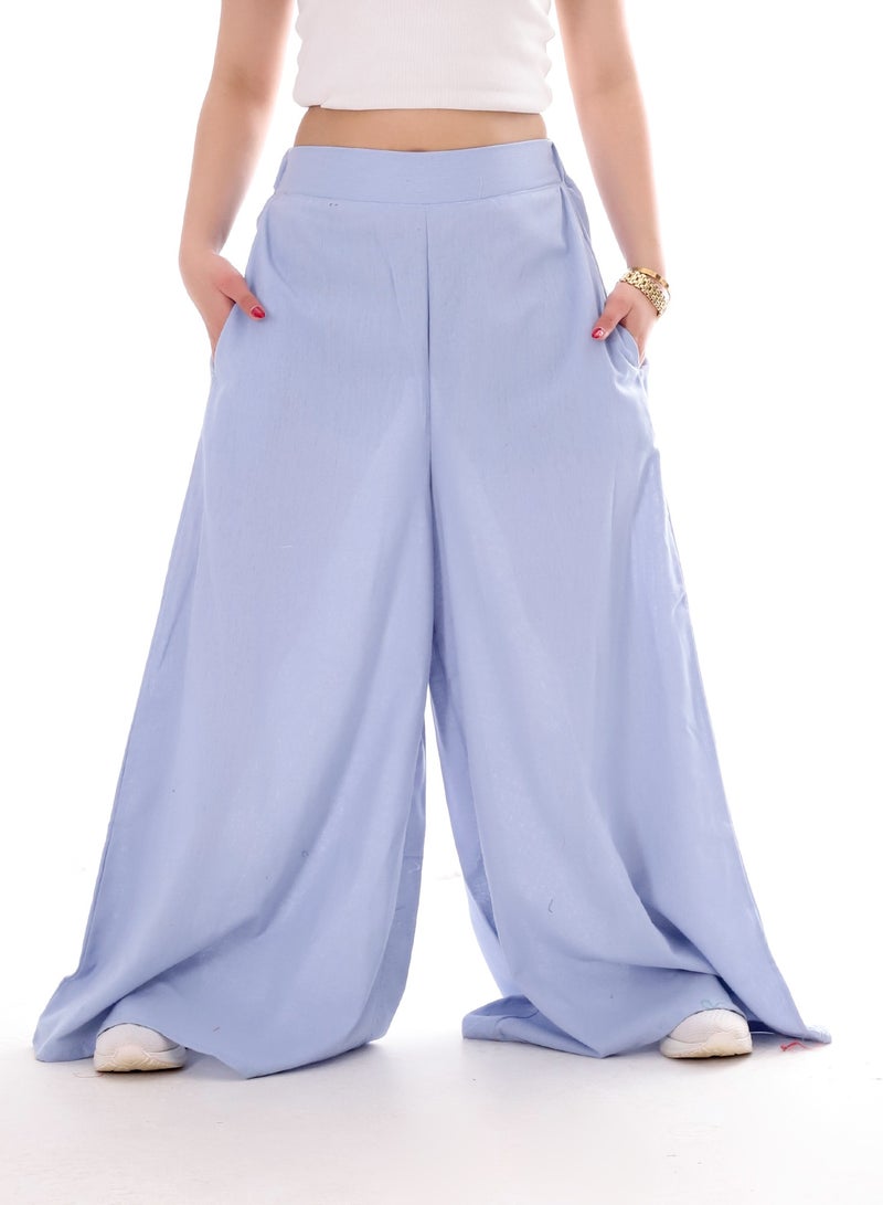 Women's plain wide leg trousers