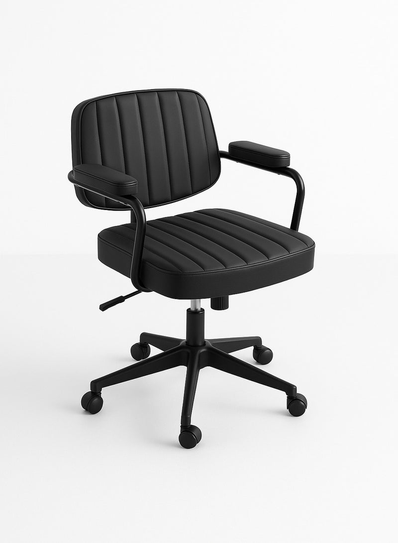 وثير كرسي مكتب مبتكر مريح للكمبيوتر بظهر مرتفع قابل للتعديل، كرسي مكتب دوار من القماش مع مساند للذراعين - Image 1