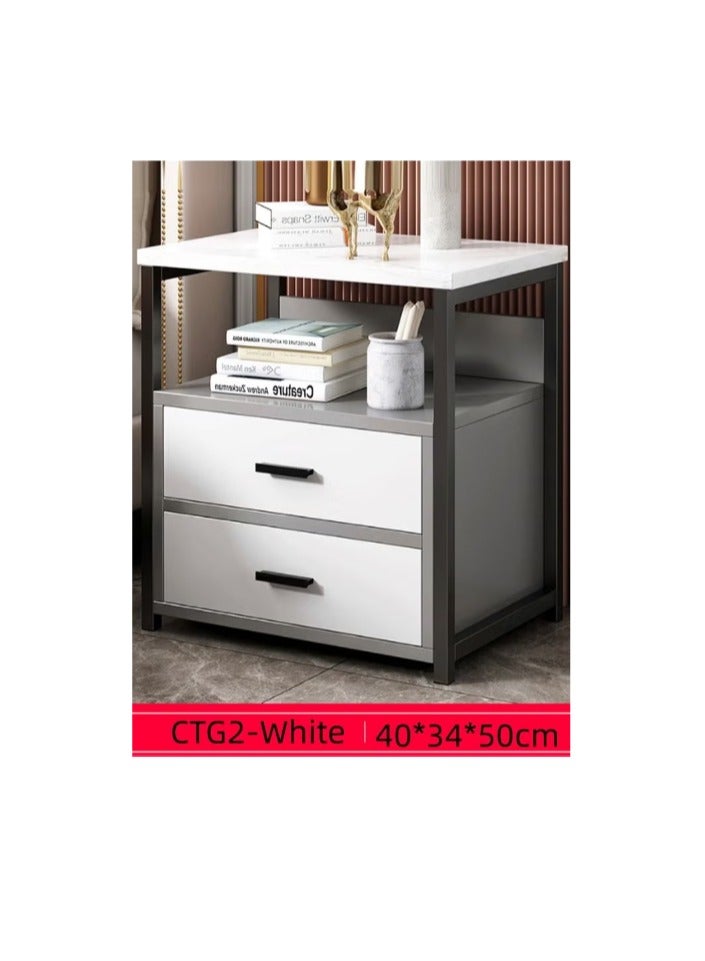 Generic Bedside Table with 2 Drawers Side Table Small Nightstand Table with Drawer for Bedroom Sofa Couch Beside End Table for Living Room Household Storage Cabinet for Home Decor（CTG2-White）  - Image 2
