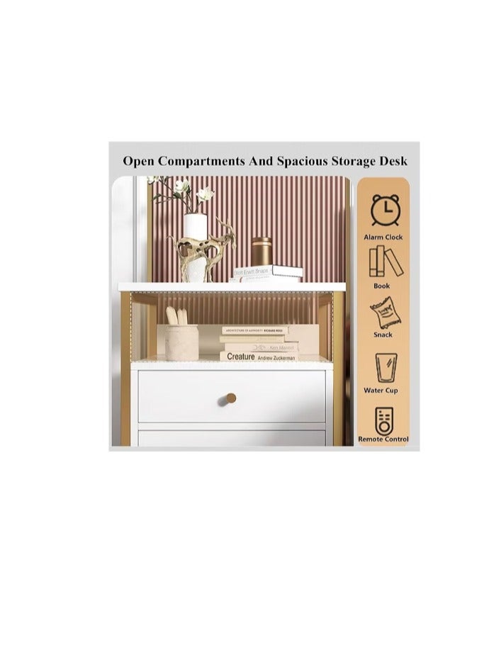 Generic Bedside Table with 2 Drawers Side Table Small Nightstand Table with Drawer for Bedroom Sofa Couch Beside End Table for Living Room Household Storage Cabinet for Home Decor（CTG2-White）  - Image 3