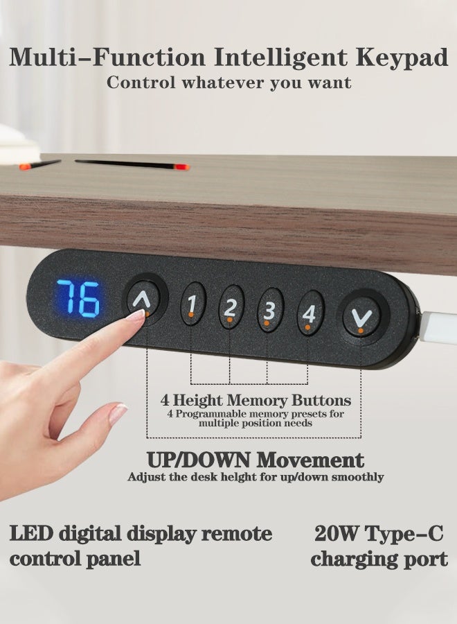 MWS-ForCamping Height-Adjustable Desk with Cable Management Basket and Power Outlet Home Office Desk, Quiet Upgrade Desk, Computer Desk, Gaming Desk for Study, Writing, and Work (Solid Wood) 140x60cm - Image 4