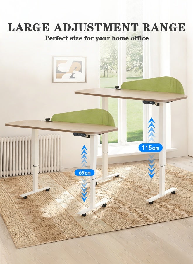 MWS-ForCamping Height-Adjustable Desk with Cable Management Basket and Power Outlet Home Office Desk, Quiet Upgrade Desk, Computer Desk, Gaming Desk for Study, Writing, and Work (Solid Wood) 140x60cm - Image 5