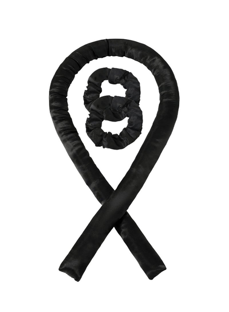 مجموعة مكواة تجعيد الشعر بدون حرارة لتجعيدات الشعر طوال الليل - قضيب تجعيد الشعر الطبيعي مع عصابة رأس من الساتان ومشبك مخلب - أداة تجعيد الشعر بدون حرارة لمعظم أنواع الشعر، للنساء والمراهقات، للاستخدام اليومي والهدايا (أسود) - Image 1