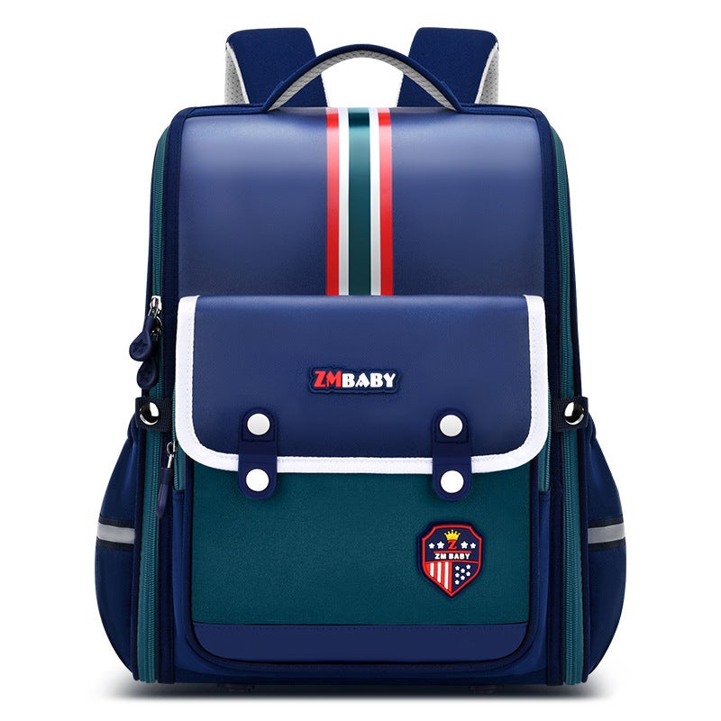 Zhimabao Kids Backpack, Large Capacity, PU, Striped - Image 5