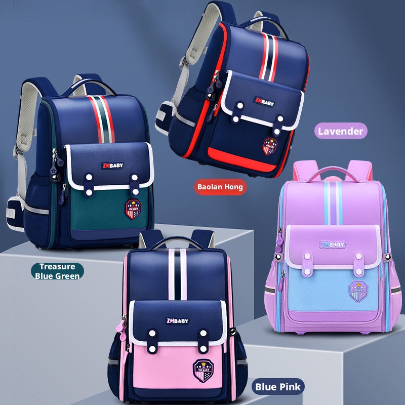 Zhimabao Kids Backpack, Large Capacity, PU, Striped - Image 2