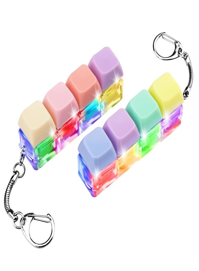 TIMSEKER Keyboard Fidget Toy - 4 Key Stress Relief Keychain with LED Lights, Replaceable Keycaps for Adults, 7.4cm - Image 1