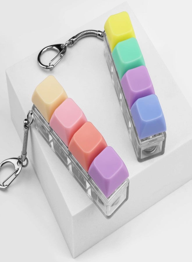 TIMSEKER Keyboard Fidget Toy - 4 Key Stress Relief Keychain with LED Lights, Replaceable Keycaps for Adults, 7.4cm - Image 4