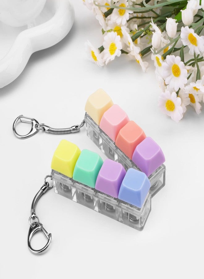 TIMSEKER Keyboard Fidget Toy - 4 Key Stress Relief Keychain with LED Lights, Replaceable Keycaps for Adults, 7.4cm - Image 3