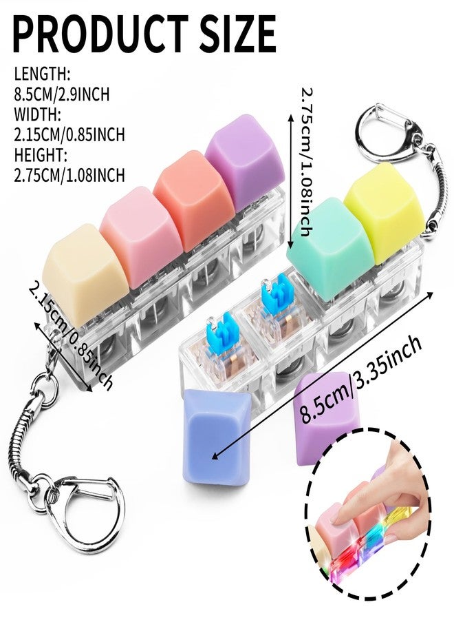 TIMSEKER Keyboard Fidget Toy - 4 Key Stress Relief Keychain with LED Lights, Replaceable Keycaps for Adults, 7.4cm - Image 2