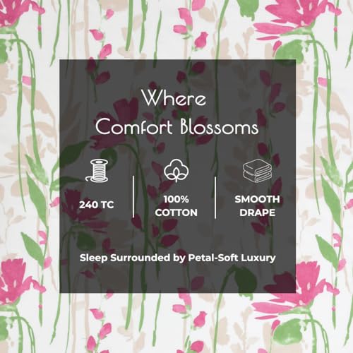 Plumora Pure Cotton Single Bed Sheet - 60 x 90 Inches, 240 TC Bedsheet for Single Bed Cotton with 1 Pillow Cover, Soft and Breathable for Comfortable Sleep(Rosy Flora) - Image 5