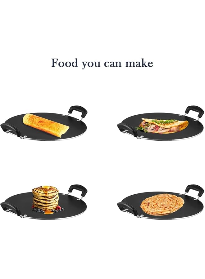 فينود مقلاة باتري تاوا من الألومنيوم غير اللاصقة، ٣١.٥ سم | سمك ٥ مم | طلاء ثلاثي الطبقات | مناسب للملاعق المعدنية | مقبض من الباكليت | قاعدة غاز | ضمان لمدة عام - Image 3