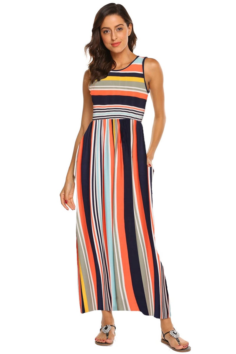 Hount Womens Sleeveless Dresses Striped Summer Beach Dresses with Pockets 2026 Multicolor M - Image 3