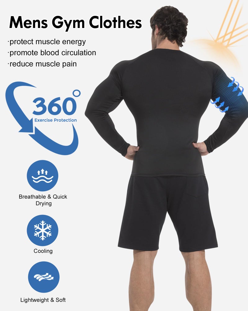 CL convallaria Compression Shirt Men Long Short Sleeve Dry Cool Rash Guard Workout Undershirt for Gym Athletic Tops 4 Pack - Image 2