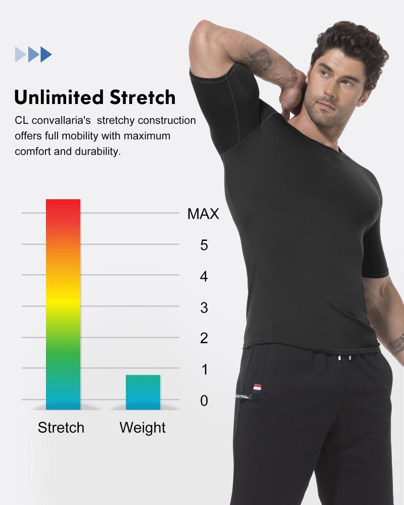 CL convallaria Compression Shirt Men Long Short Sleeve Dry Cool Rash Guard Workout Undershirt for Gym Athletic Tops 4 Pack - Image 5