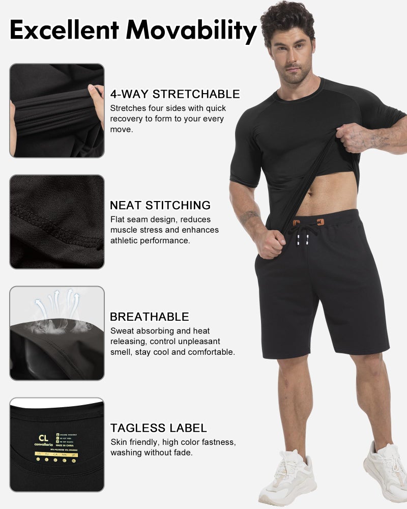 CL convallaria Compression Shirt Men Long Short Sleeve Dry Cool Rash Guard Workout Undershirt for Gym Athletic Tops 4 Pack - Image 4