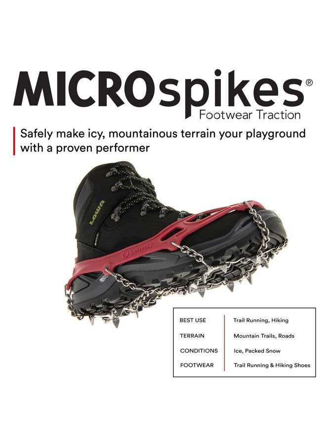 Kahtoola MICROspikes Footwear Traction for Winter Trail Hiking & Ice Mountaineering - Red - Small - Image 2