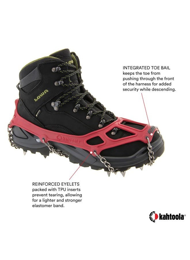 Kahtoola MICROspikes Footwear Traction for Winter Trail Hiking & Ice Mountaineering - Red - Small - Image 3