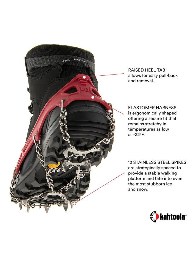 Kahtoola MICROspikes Footwear Traction for Winter Trail Hiking & Ice Mountaineering - Red - Small - Image 4