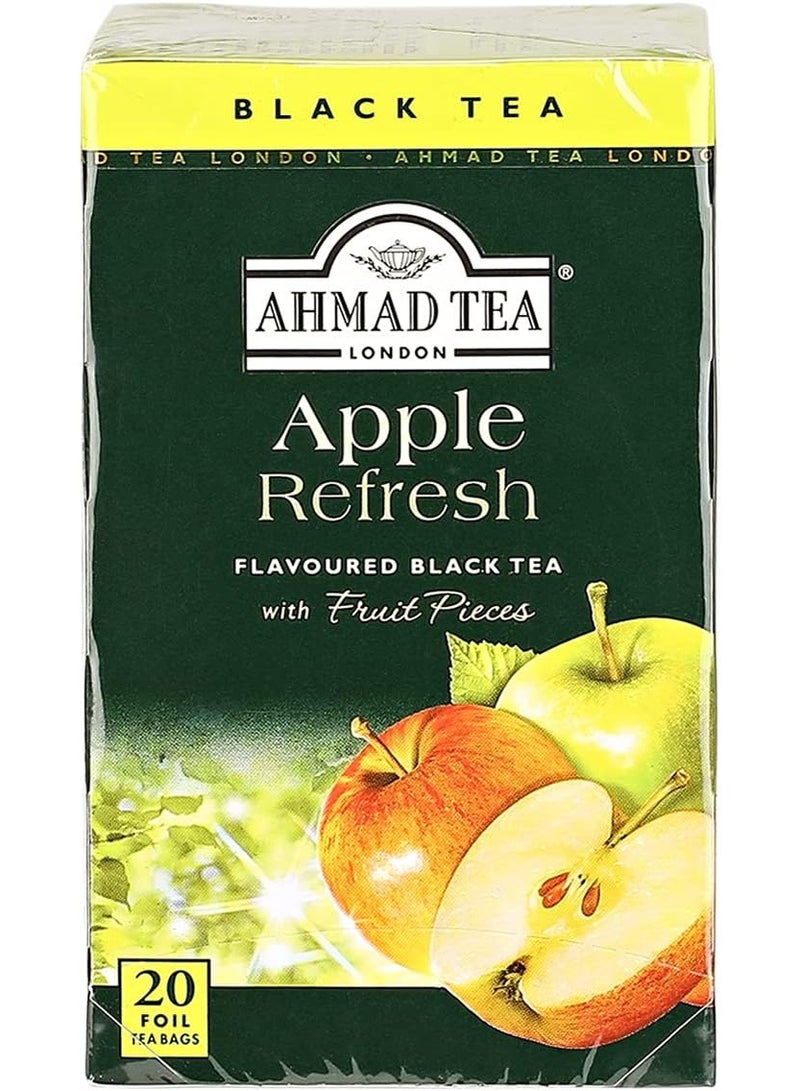 أحمد تي احمد تي شاي اسود بنكهة التفاح المنعشة - 20 قطعة، 40 غم