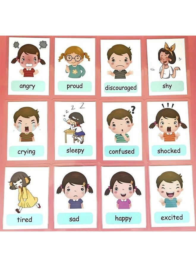 12Pcs English Flash Cards Set For Kids Emotion Learning Cognitive Development Gift - Image 1