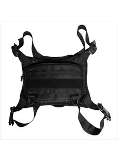 Trendy Brand Tactical Bag Sports Men's Bag Waterproof Functional Vest Bag Ins Vest Bag Men's Chest Bag Personalized Workwear Backpack-Color:Pure Black