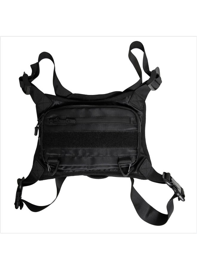 Generic - Trendy Brand Tactical Bag Sports Men's Bag Waterproof Functional Vest Bag Ins Vest Bag Men's Chest Bag Personalized Workwear Backpack-Color:Pure Black - Image 1