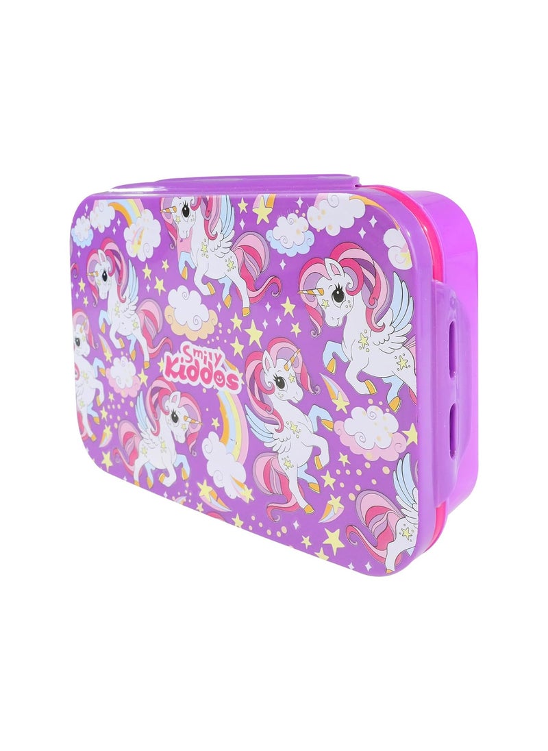 SMILY KIDDOS Smily Kiddos Purple Unicorn -Themed Stainless Steel Insulated Brunch Pack for Kids Aged 3-5 | 175ml & 925ml Containers | BPA-Free and Food-Grade Quality  - Image 5