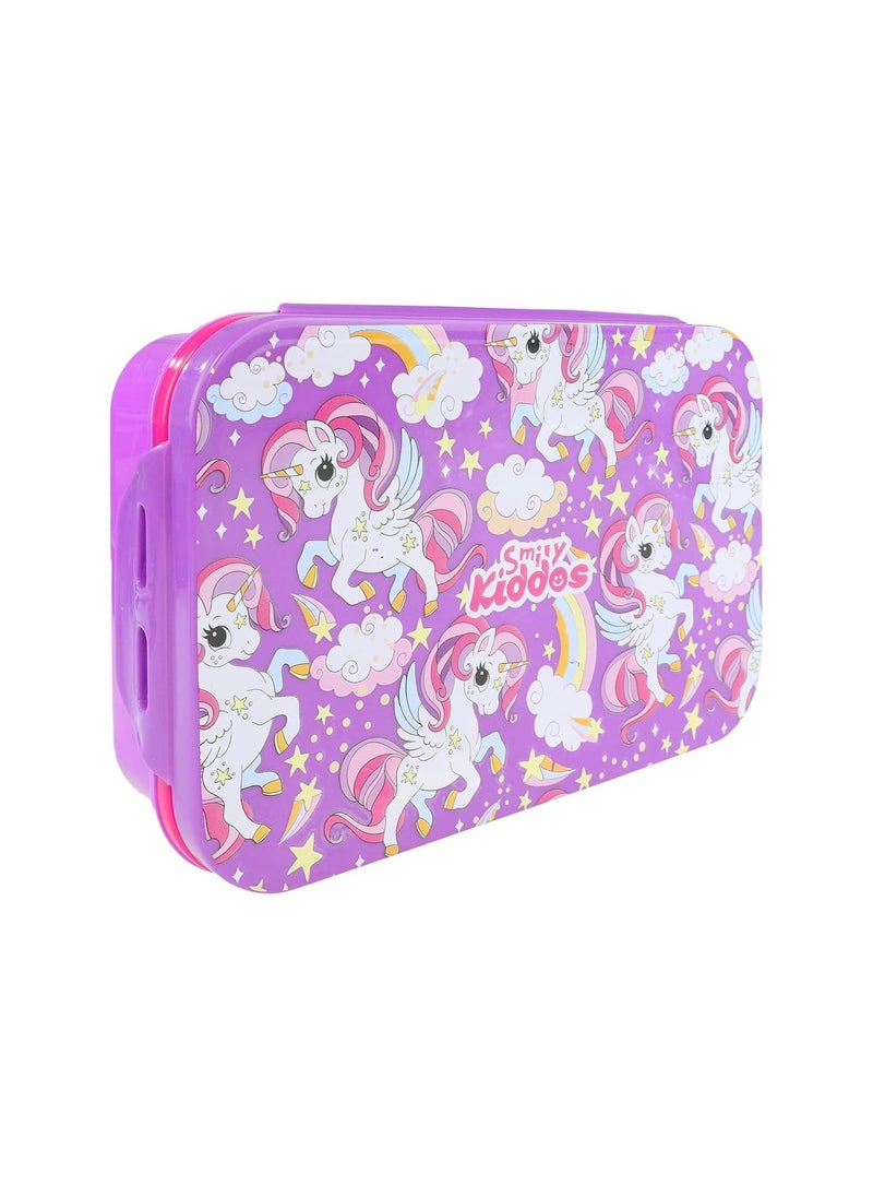 SMILY KIDDOS Smily Kiddos Purple Unicorn -Themed Stainless Steel Insulated Brunch Pack for Kids Aged 3-5 | 175ml & 925ml Containers | BPA-Free and Food-Grade Quality  - Image 4