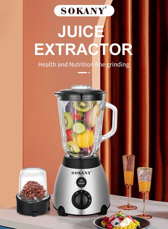 sokany 2 In 1 Countertop Blender with Grinder Mills, Multi-Functional Food Blender,Stainless Steel Blade,Overheat Protection, for Blending, Grinding & Mincing, 3 Speed Function 1.5 L 400 W,SK-149S - Image 2