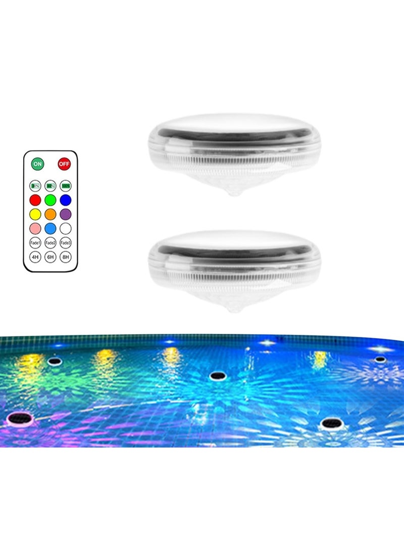 Soofam 2pcs Solar Powered Floating Pool Lights - IP68 Waterproof Floating Pool Lights | Colorful 9 Lighting Changing Lamp with 3 Timing Mode & 3 Levels Brightness Adjustment for Garden - Image 1