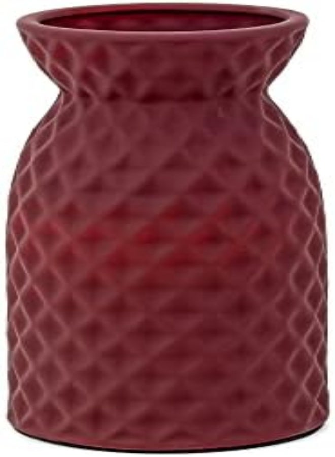 AKDC Ceramic Coating Flower Vase Cylindrical Shaped Pots Flower Barrels Planter Round Planting Pot Garden Container Outdoor Indoor For Gardening Home Decor 24 Cm (Yellow)  - Image 1