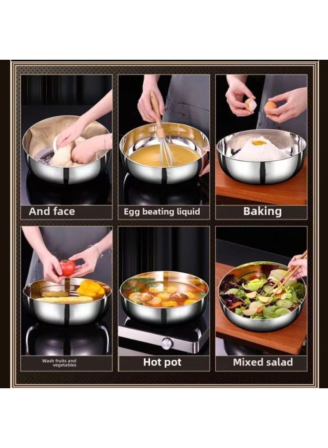 32cm Noodles Household And Basin With Lid Stainless Steel Non-stick Basin Household Baking Basin Kneading Basin Egg-beating Basin-Color:32cm And Basin - Image 4
