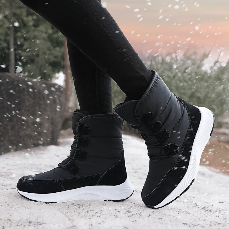 High-Top Snow Cotton Shoes Snow Boots With Velvet Warm Winter Thick Velvet Cold-Proof Cotton Boots Thick-Soled Lace-Up Boots - Image 2