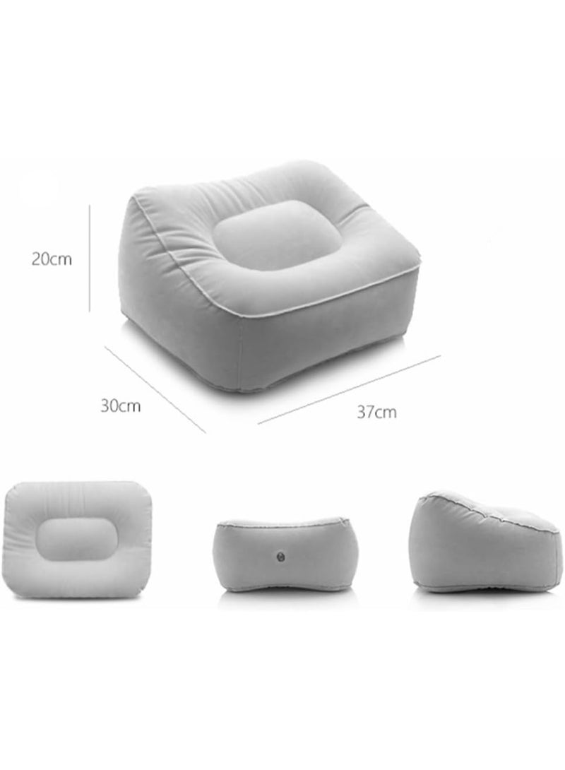 PTTIMFFM Portable Inflatable Travel Foot Rest Pillow, Air Pump Leg Support Cushion for Airplane, Train, Office, and Home, Comfortable Portable Footrest Stool (Gray) - Image 5