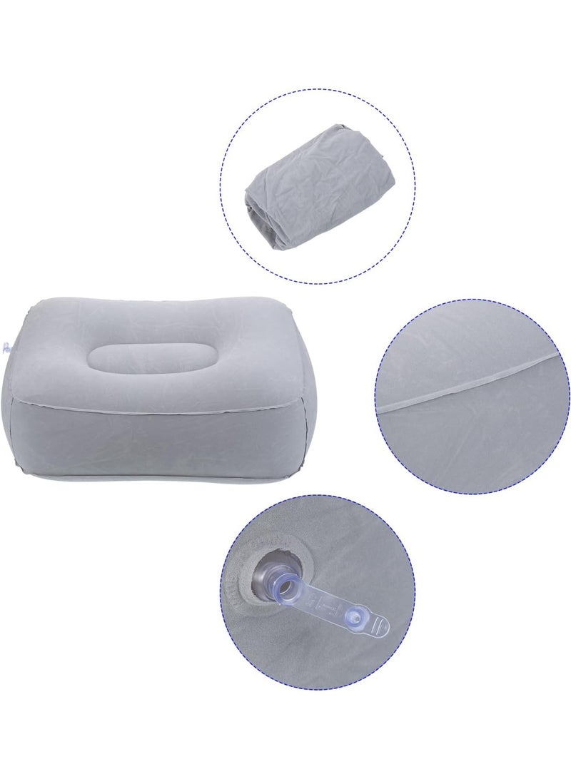 PTTIMFFM Portable Inflatable Travel Foot Rest Pillow, Air Pump Leg Support Cushion for Airplane, Train, Office, and Home, Comfortable Portable Footrest Stool (Gray) - Image 2