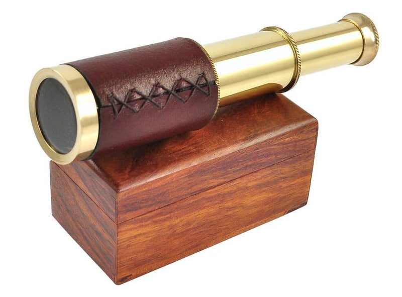 NAUTICALMART Antique Marine Small Brass Telescope 6 with Wooden Box Pirate Nautical Handheld Telescope for Adventure Enthusiasts Monocular Nautical Decor for Gifting Travellers - Image 2