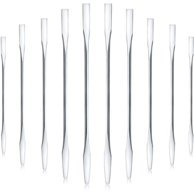 Shappy 10 Pieces Makeup Spatula Scoop Stainless Steel Depotting Spatula Double-Headed Makeup Spatula Tool for Mixing Cosmetics - Image 1