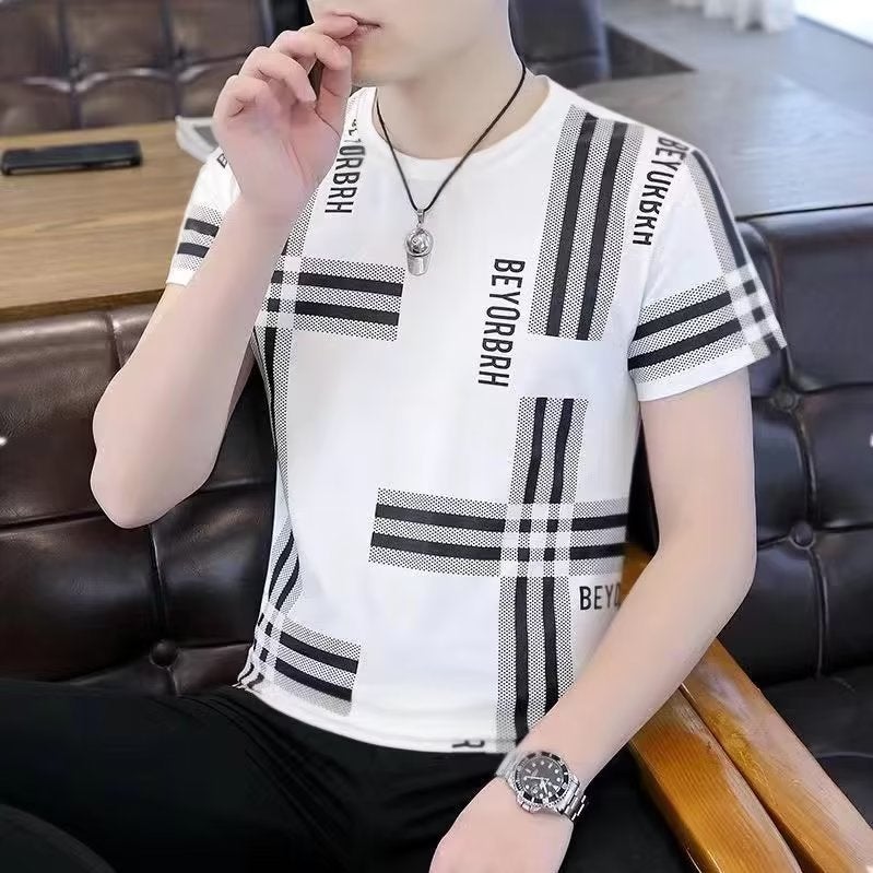 Approval Men'S Short-Sleeved T-Shirt Ice Silk Ice Sense Slim-Fit Printed Men'S Half-Sleeved Top Clothing - Image 2