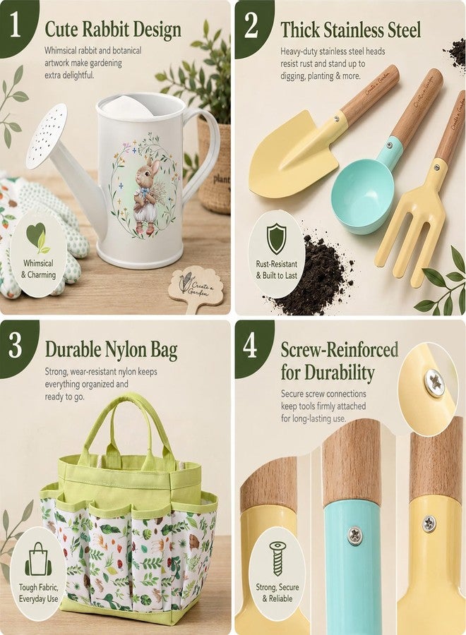 TUZT Kids Gardening Set Toys, 12PCS Garden Tool Kit for Kids and Toddlers with Tote Bag,Watering Can, Gloves, Shovel, Learning Outdoor Toys Gifts for Boys Girls Age 3-6 (Green) - Image 5