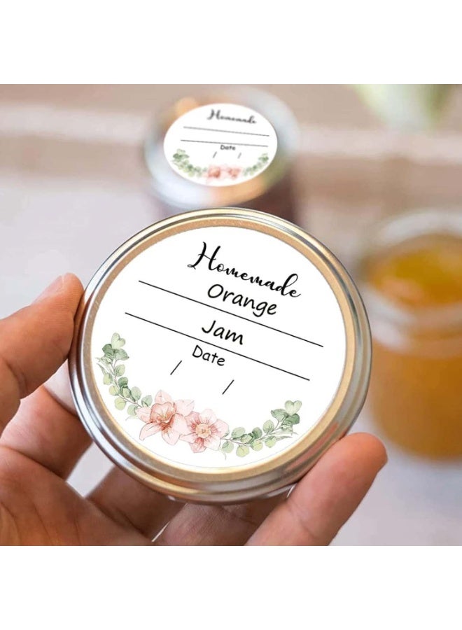 500 قطعة من ملصقات تعليب النباتات المائية الخضراء، ملصقات طعام دائرية مقاس 2 بوصة - اكتب على محتويات أغطية مرطبانات التعليب مع خطوط لبرطمانات ماسون، مربى وهلام محلي الصنع - Image 2