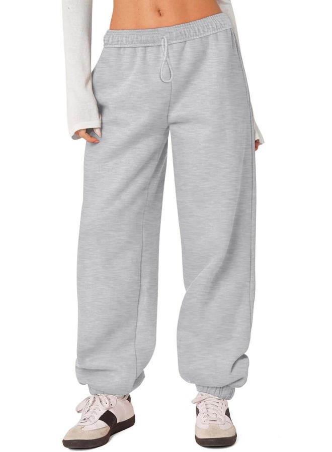 HeSaYep Women's Fleece Lined Sweatpants Thermal Winter High Waisted Sweat Pants Interior Drawstring Baggy Jogger Pants, Grey, XS - Image 1