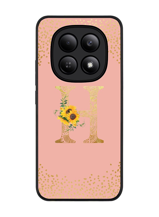 For Xiaomi Redmi Note 15 4G Case,Slim fit Camera Protection, Shockproof Thin Phone cover  - Custom Floral Monogram - H  (Rose Pink )