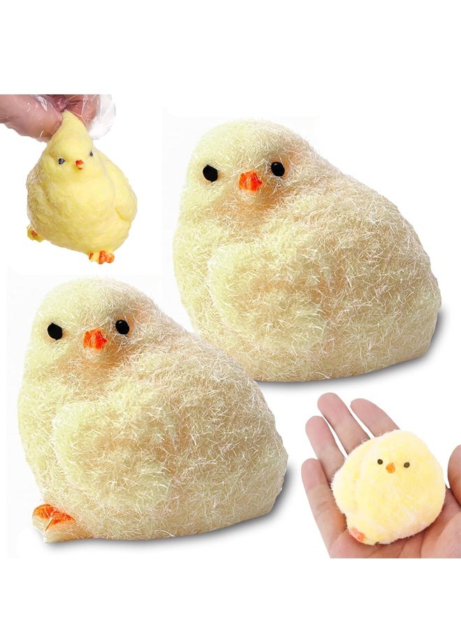 قطعتان من لعبة الدجاجة الإسفنجية، مصنوعة يدويًا من السيليكون اللاصق على شكل دجاجة للأطفال والكبار، لتخفيف التوتر والاسترخاء والمرح - Image 1