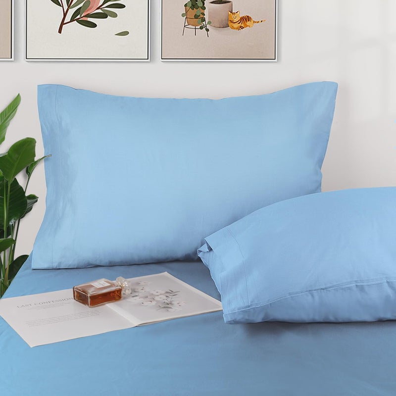 LIREX 2 Pack Plagow Cases 100 ٪ Cotton Cotton Breatablecsions 20 "× 30" "Queen Size Sky Blue - Image 2