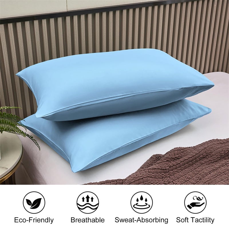 LIREX 2 Pack Plagow Cases 100 ٪ Cotton Cotton Breatablecsions 20 "× 30" "Queen Size Sky Blue - Image 3