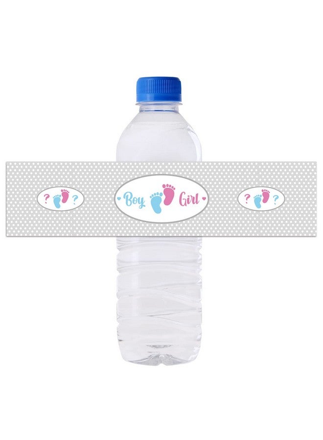 EKSPLODI None Brand Boy or Girl Baby Shower Party Water Bottle Labels, 24 Gender Reveal Waterproof Stickers, Decoration Supplies., Gray, 8.6 x 2 Inch - Image 1